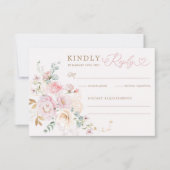 Pastel Blush Bloemen Groen Huwelijk RSVP Kaart (Voorkant)