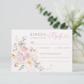 Pastel Blush Bloemen Groen Huwelijk RSVP Kaart (Staand voorkant)