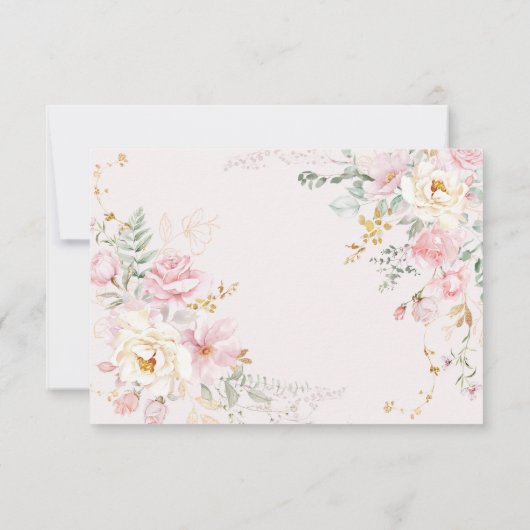 Pastel Blush Bloemen Groen Huwelijk RSVP Kaart (Achterkant)