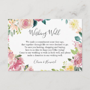 Pastel Blush Bloemige Wishing Well Enclosure Kaart