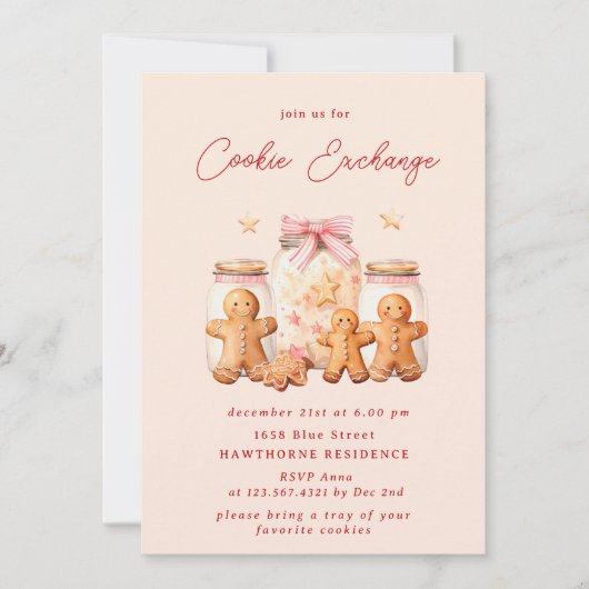 Pastel Blush Cookie Exchange Kerstfeest Kaart (Voorkant)