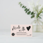 Pastel blush dank je liefde visitekaartje (Staand voorkant)