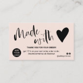 Pastel blush dank je liefde visitekaartje (Voorkant)