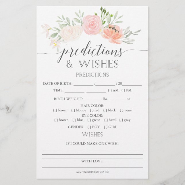 Pastel Blush Double Sided Baby shower Games (Voorkant)