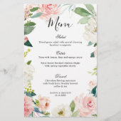 Pastel Blush  Floral Botanical WeddenMenu (Voorkant)