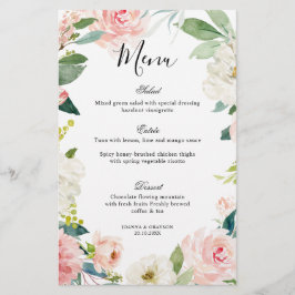 Pastel Blush  Floral Botanical WeddenMenu