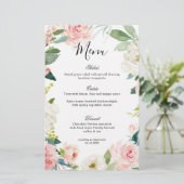 Pastel Blush  Floral Botanical WeddenMenu (Staand voorkant)