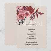PASTEL BLUSH FLORAL BOURGONDIË VRIJGEZELLENFEEST SAVE THE DATE (Voorkant / Achterkant)