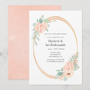 Pastel Blush Floral Geometric Bridesmaids Luncheon Kaart