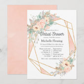 Pastel Blush Floral Geometric Virtual Shower Kaart (Voorkant / Achterkant)