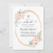 Pastel Blush Floral Geometric Virtual Weddenschap Kaart (Voorkant)
