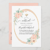 Pastel Blush Floral Geometric Virtual Weddenschap Kaart (Voorkant / Achterkant)