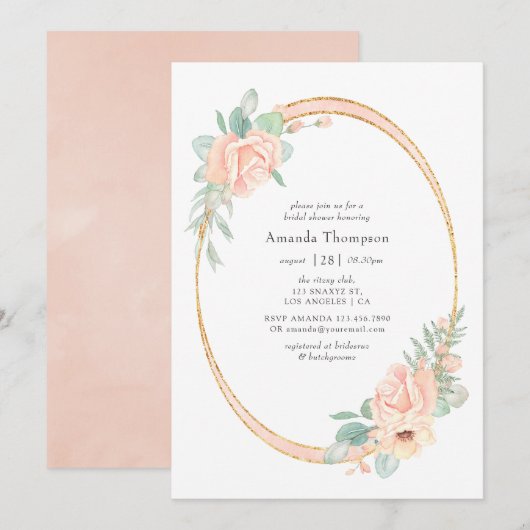 Pastel Blush Floral Geometric Vrijgezellenfeest Kaart (Voorkant / Achterkant)