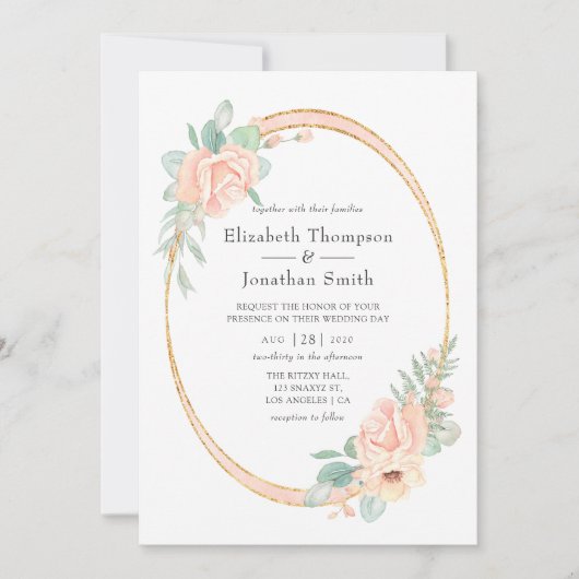 Pastel Blush Floral Geometric Weddenschap Kaart (Voorkant)