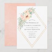 Pastel Blush Floral Geometric Weddenschap Kaart (Voorkant / Achterkant)