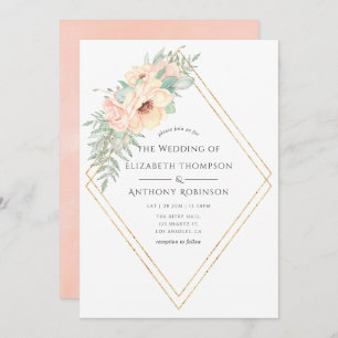 Pastel Blush Floral Geometric Weddenschap Kaart