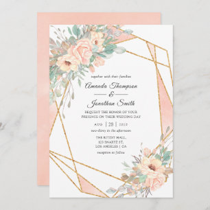 Pastel Blush Floral Geometric Weddenschap Kaart