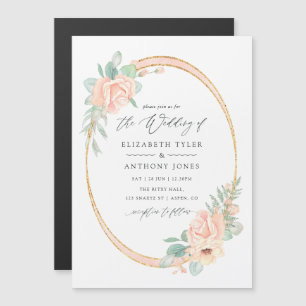 Pastel Blush Floral Geometric Weddenschap Magnetische Uitnodiging