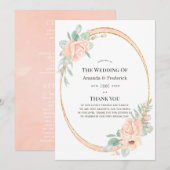 Pastel Blush Floral Geometric Weddenschap Programmakaart (Voorkant / Achterkant)