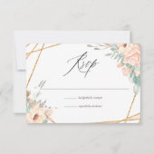 Pastel Blush Floral Geometric Weddenschap RSVP Kaartje (Voorkant)