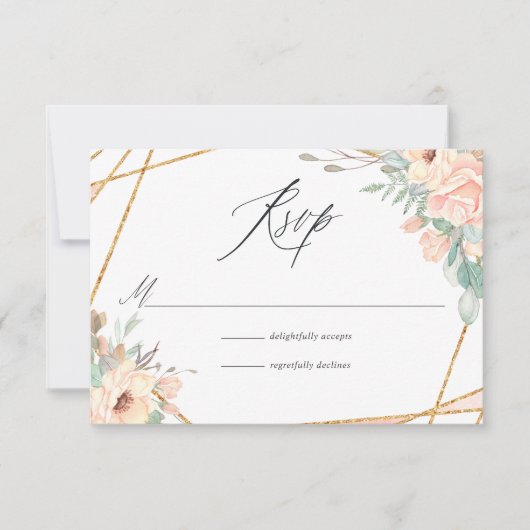 Pastel Blush Floral Geometric Weddenschap RSVP Kaartje (Voorkant)
