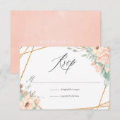 Pastel Blush Floral Geometric Weddenschap RSVP Kaartje (Voorkant / Achterkant)