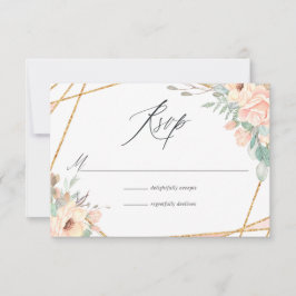 Pastel Blush Floral Geometric Weddenschap RSVP Kaartje