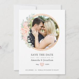 Pastel Blush Floral Geometric Weddenschap Save The Date