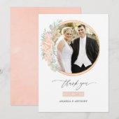 Pastel Blush Floral Geometrische bruiloft foto Bedankkaart (Voorkant / Achterkant)