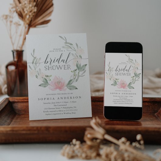 Pastel Blush Floral Greenery Vrijgezellenfeest Kaart