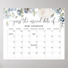 Pastel Blush Floral raad Baby Vervaldatum kalender Poster