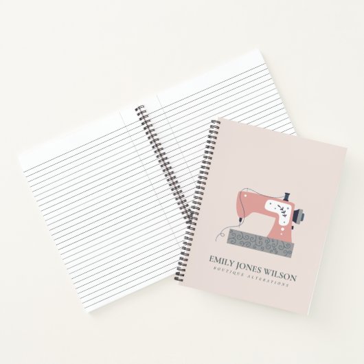 PASTEL BLUSH GRAY PEACH PINK SEWWING MACHINE TAILO NOTITIEBOEK (Binnen)