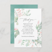Pastel Blush Greenery Baby shower Bedankkaart (Voorkant / Achterkant)