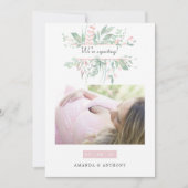 Pastel Blush Greenery Fotoaankondiging Aankondiging (Voorkant)