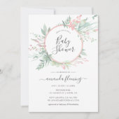 Pastel Blush Greenery Geometric Baby shower Kaart (Voorkant)