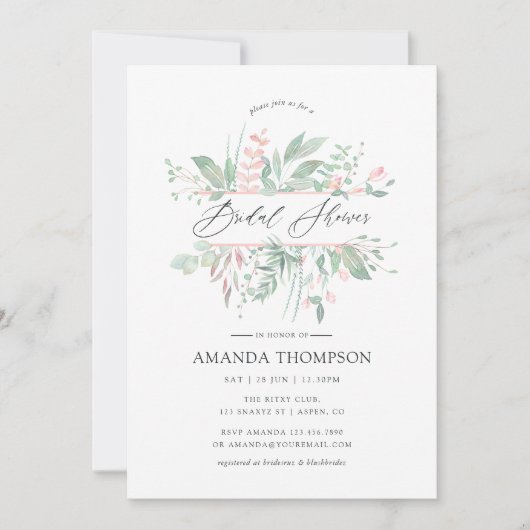 Pastel Blush Greenery Geometric Vrijgezellenfeest Kaart (Voorkant)