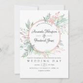 Pastel Blush Greenery Geometric Wedding Kaart (Voorkant)