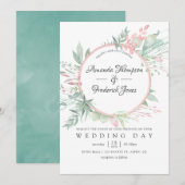 Pastel Blush Greenery Geometric Wedding Kaart (Voorkant / Achterkant)