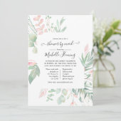 Pastel Blush Greenery Vrijgezellenfeest per mail Kaart (Staand voorkant)
