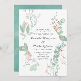 Pastel Blush Greenery Wedding Kaart