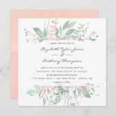 Pastel Blush Greenery Wedding Kaart (Voorkant / Achterkant)
