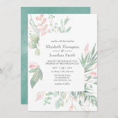 Pastel Blush Greenery Wedding Kaart (Voorkant / Achterkant)