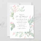 Pastel Blush Greenery Wedding Magnetische Uitnodiging (Voorkant)