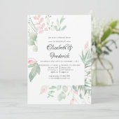 Pastel Blush Greenery Wedding Rehearsal Dinner Kaart (Staand voorkant)
