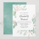Pastel Blush Greenery Wedding Rehearsal Dinner Kaart (Voorkant / Achterkant)