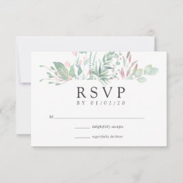 Pastel Blush Greenery Wedding RSVP Kaartje