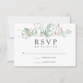 Pastel Blush Greenery Wedding RSVP Kaartje (Voorkant)