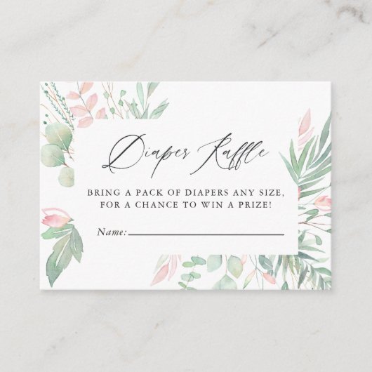 Pastel Blush groen Baby shower luier Raffle Informatiekaartje (Voorkant)