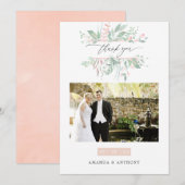 Pastel Blush groen bruiloft foto Bedankkaart (Voorkant / Achterkant)
