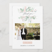 Pastel Blush groen bruiloft foto collage Bedankkaart (Voorkant / Achterkant)